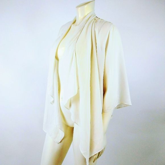 SOFT SORROUNDINGS Cream Floral Back Open Cardigan - Picture 5 of 7